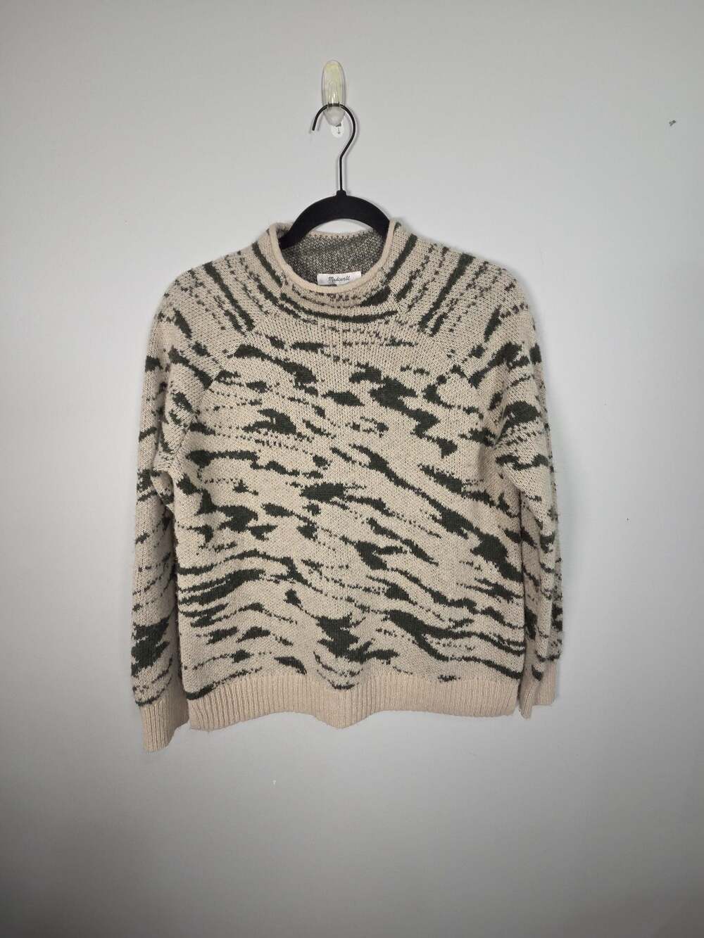 Madewell Thornton Mockneck Pullover Sweater in Abstract Animal Print, Size XS